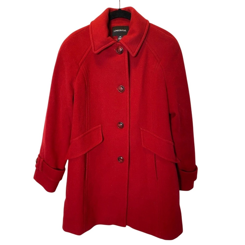 London Fog Women's Wool Peacoat Size SM Red Classic Jacket Winter Holidays